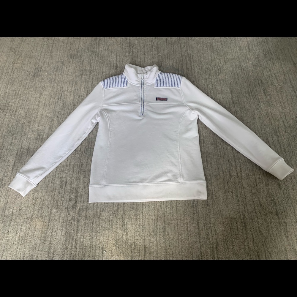 VINEYARD VINES Classic Shep Half Zip Pullover With Blue and White Stripes-S